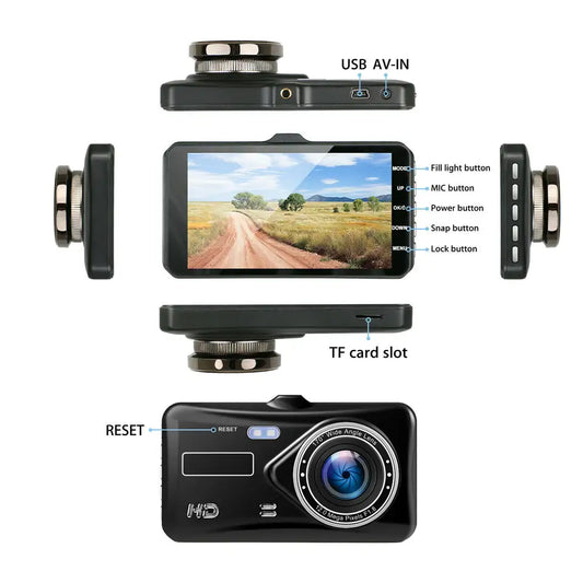 Cámara de vehículo  con pantalla táctil para coche, grabador de vídeo con lente Dual HD 1080P