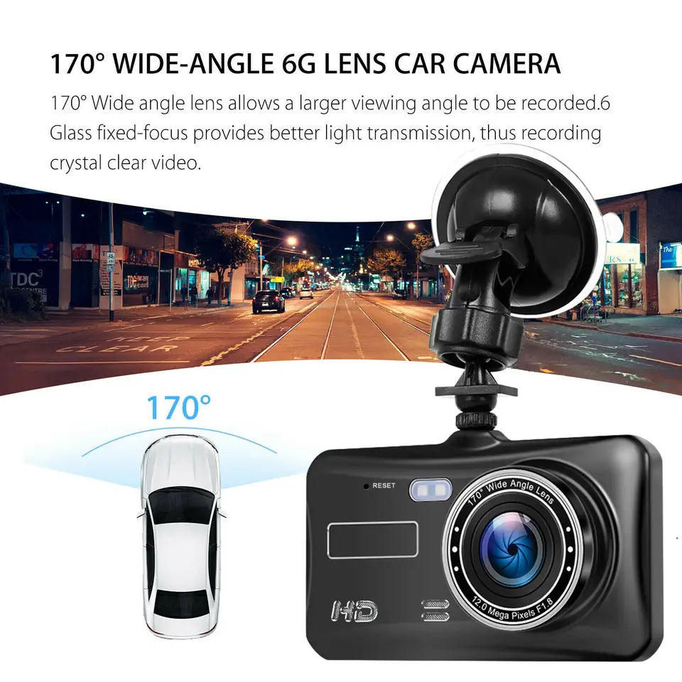 Cámara de vehículo  con pantalla táctil para coche, grabador de vídeo con lente Dual HD 1080P