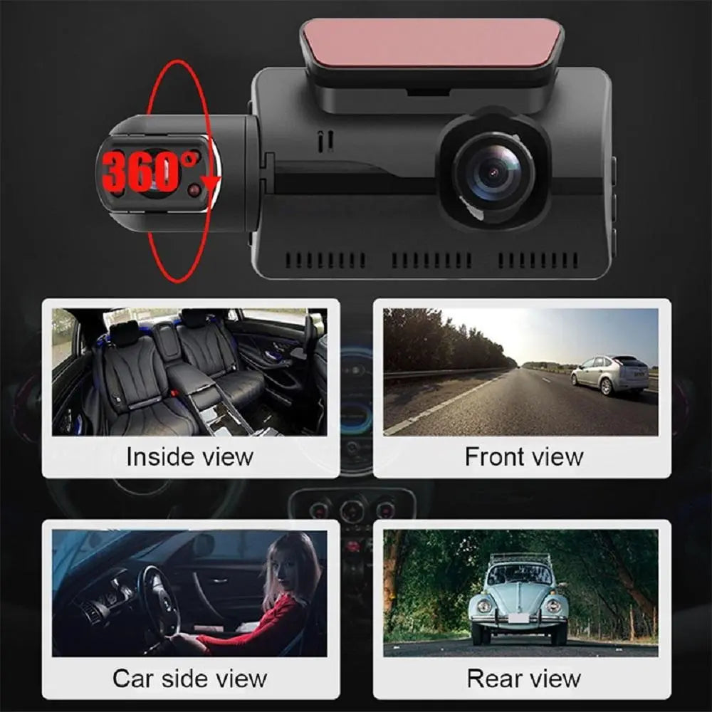 Cámara con lente para vehículo, grabadora de vídeo dvr frontal y trasera,  inalámbrica