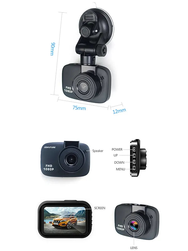 Mini Dash Cam, DVR HD 720P, gran angular, LCD, 2,2 pulgadas