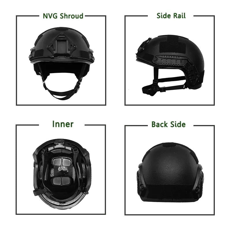 Casco Táctico de 9mm, 44 PE, estándar de EE. UU