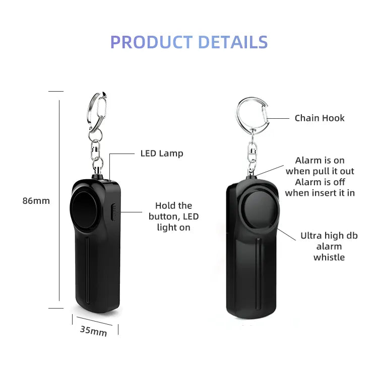 Dispositivo de alarma de autodefensa 130Db, llavero led, linterna, alarma personal