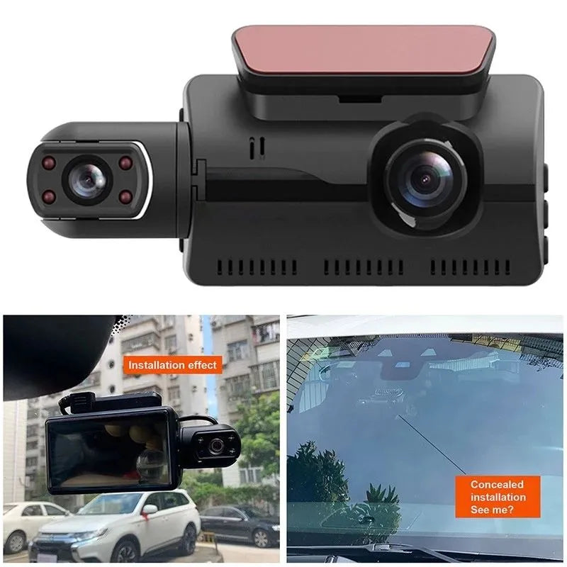 Cámara con lente para vehículo, grabadora de vídeo dvr frontal y trasera,  inalámbrica