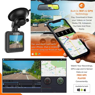 Cámara para vehículo 4K ultra HD, con GPS