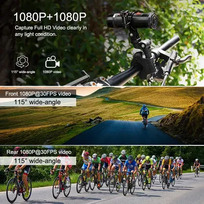 Cámara Dvr para bicicletas y motocicletas, videocámara frontal y trasera Dual de 1080P.