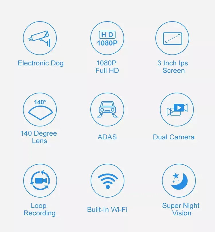 Cámara de vehículo Full HD 1080P, WiFi, GPS, Dvr.