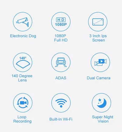 Cámara de vehículo Full HD 1080P, WiFi, GPS, Dvr.
